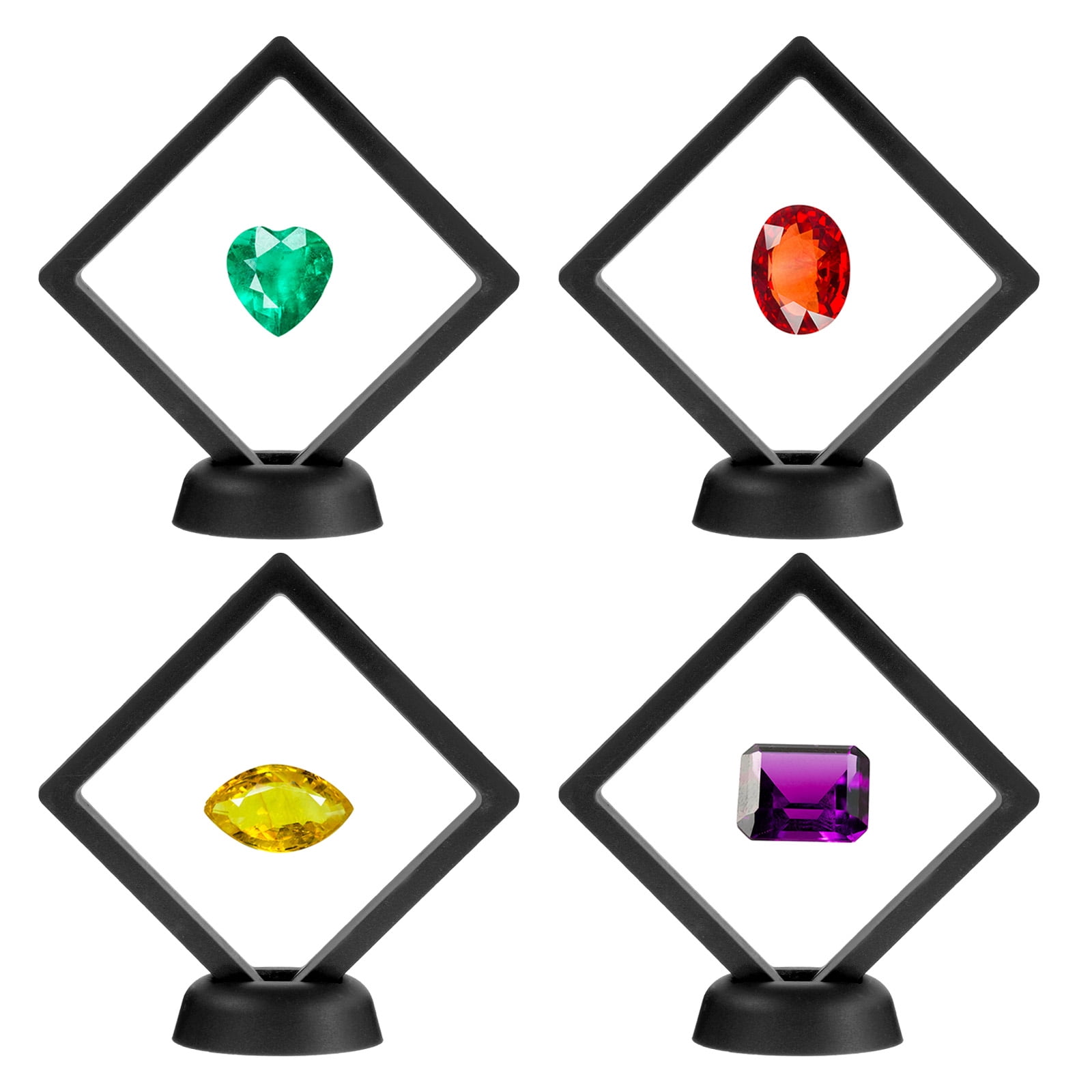 Unique Bargains 12Pcs Transparent Display Case for Jewelry 3.54" x 3.54" x 0.8" Black