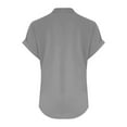 thumbnail image 4 of Camiseta sin mangas de verano holgada con cuello en V y pliegues para mujer: blusa fluida sin mangas con dobladillo curvo., 4 of 5