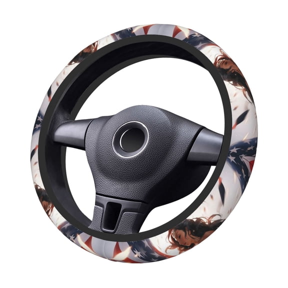 Won-Der Wo-Man Steering Wheel Cover Elastic Stretch Breathable Vehicle Steering Wheel Protector Car Interior Accessories