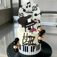 thumbnail image 2 of Piano Theme Cake Decoration Set - Happy Birthday Insert Card Music Note Black Gold Elegant Baking Accessories, 2 of 7