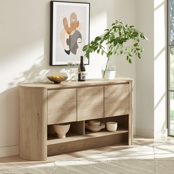 Modway Duval 62 Inch Oval Sideboard in Light Oak