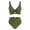 Army Green #25, variant on Women's Front Bikini Set – Solid Color Top & High Waisted Bottom, Flattering Swimwear Green M