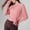 Pink, variant on Women's Crewneck Long Sleeve Workout Sheer Top Side Split Tie Front Mesh Loose Training Running Yoga T-Shirt