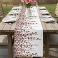 thumbnail image 4 of Brown Eucalyptus Leaves Table Runner - 70 Inch Long Spring Leaves Plants Country Cotton and Linen Blended Dress Scarves Farmhouse Table Runner for Kitchen Dining, Coffee Table, 13" x 70", 4 of 8