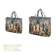 thumbnail image 3 of Corduroy Composite Fabric Tote Bag Magnetic Snap Large Capacity Crossbody Bag Beige Shoulder Strap Cats on Ferris Wheel, 3 of 8