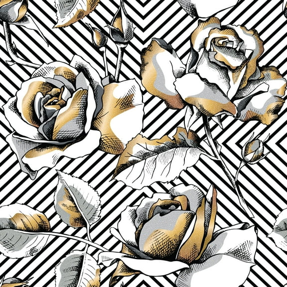 MuralsPrint Rose Gold Rosses Removable Wallpaper - 10'ft H x 24''inch W