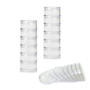 Set Storage Stackable Interlocking Clear Containers 12 with Lids Beads Crafts Findings Small Items (2.75" Round)