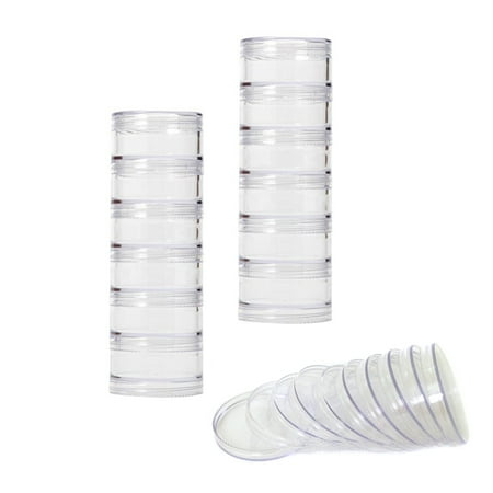 Set Storage Stackable Interlocking Clear Containers 12 with Lids Beads Crafts Findings Small Items (2.75