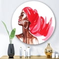 thumbnail image 2 of Designart 'Portrait of Afro American Woman IX' Modern Circle Metal Wall Art 23x23 - Disc of 23, 2 of 5