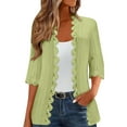 thumbnail image 2 of Baberdicy Women's 3/4 Sleeve Beach Cardigan, Summer Lightweight Lace Side Open Cover up , Lightweight 3/4-Sleeve Cardigan, Summer Open-Front Top Light Green M, 2 of 5