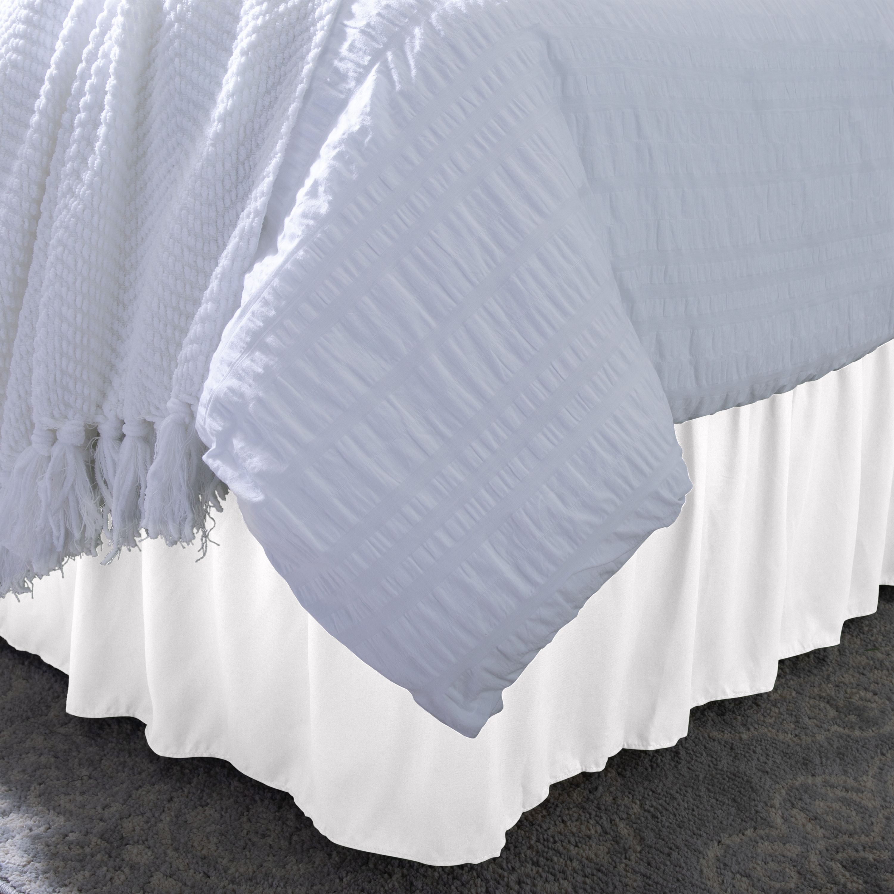 Home Details 18" Drop Wrap Around Bed Ruffle Twin/Full in White (78x54x18)