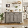 thumbnail image 3 of Hiphuta 55"Wide Buffet Cabinet with 2 Adjustable Shelves, Modern Farmhouse Coffee Bar with 3 Drawers and Sturdy Base for Living Room, Ash Gray, 3 of 8