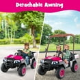 thumbnail image 4 of Infans 24V 7AH Kids Golf Cart 4WD 2 Seater Ride on Car w/ Sun Shade & Storage Trunk Pink, 4 of 7
