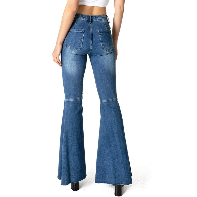 Tricot Womens High Rise Super Flare Bell Bottom Jeans (9, Medium Denim) 