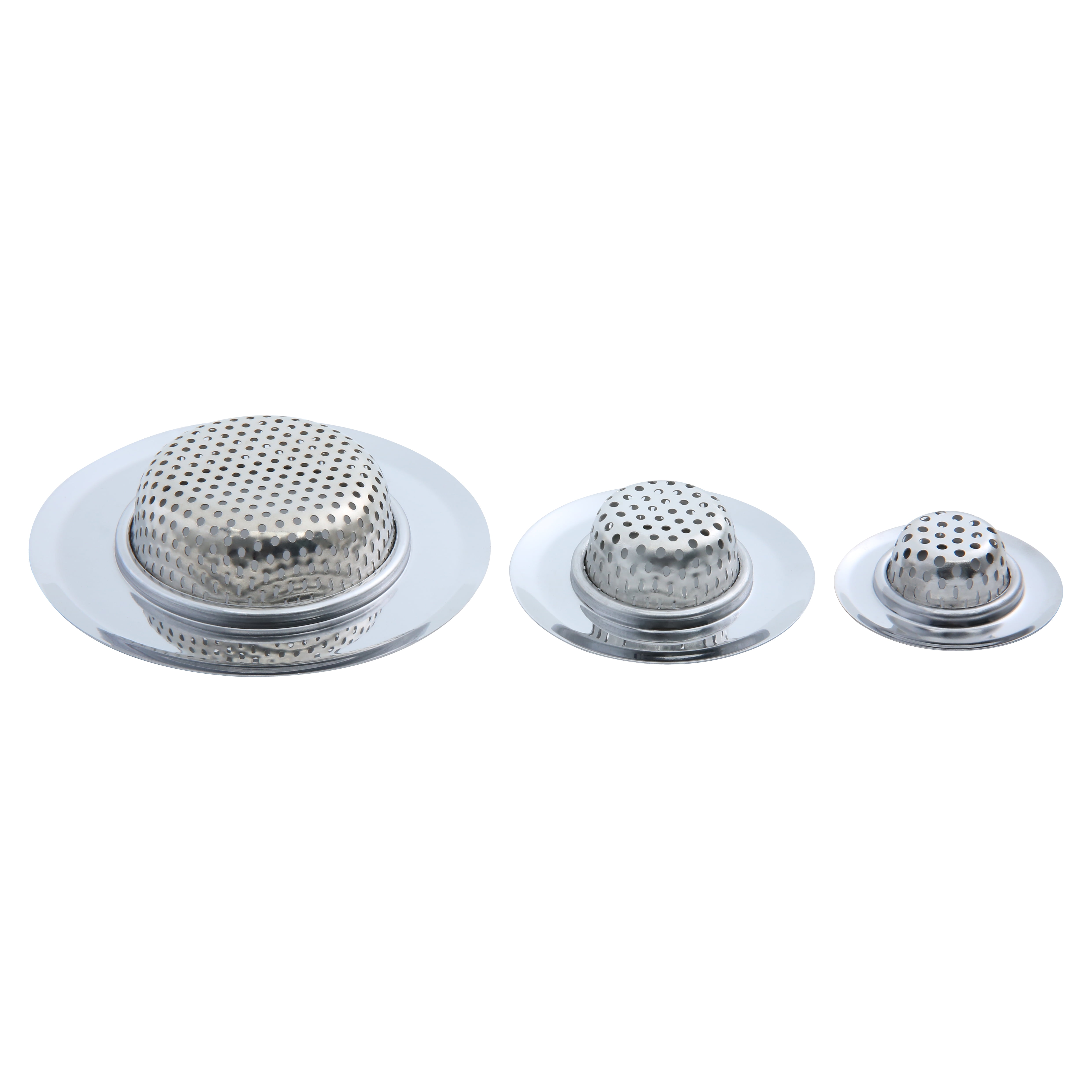 Mainstays Stainless Steel Kitchen Sink Drain Strainer Set 3 Pack 4.45", 2.95", 2.1" Silver