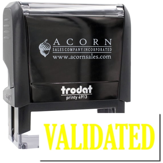 Large Self-Inking Validated Stamp, Trodat Printy 4913, Press and Print Stamping, Impression Size 7/8" x 2-1/4", Up to 10,000 Impressions - Yellow Ink