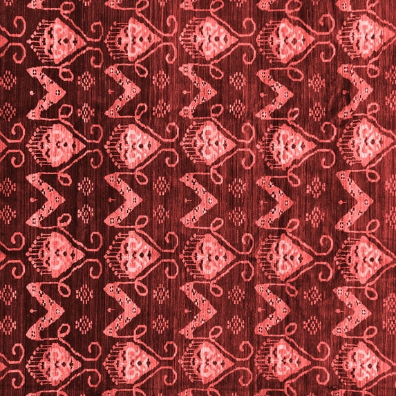Ahgly Company Machine Washable Indoor Square Abstract Red Modern Area Rugs, 3' Square