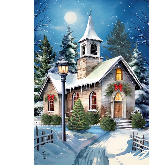 Briarwood Lane Winter Christmas House Flag 40x28 For Outdoor Holy Night For Christmas House Flag