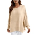 thumbnail image 1 of PEONAVET Chandail à Col Rond pour Femmes Mode Féminine Décontractée Ample Grande Taille Manches Longues Chandail Tricoté Chandail à Col Rond, 1 of 5