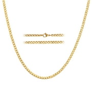 KISPER 24K Gold Plated Stainless Steel Thick 5mm Curb Chain Necklace for Men & Women, 28 inch