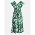thumbnail image 5 of Time and Tru Women's Tiered Midi Dress with Flutter Sleeves, Sizes XS-XXXL, 5 of 5