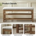 thumbnail image 4 of VKNOW Entryway Bench, 44.3” Upholstered Shoe Bench for Bedroom, 2-Tier Storage End of Bed Bench with Rubberwood Legs for Living Room, Hallway, Beige, 4 of 7