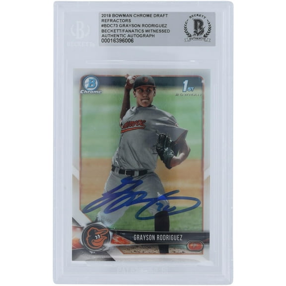 Grayson Rodriguez Baltimore Orioles Autographed 2018 Bowman Draft Chrome #BDC-73 Beckett Fanatics Witnessed Authenticated Card - Fanatics Authentic Certified