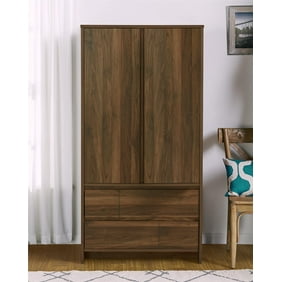 Home Source Garrett Cherry Wardrobe With 3 Cabinets And 3 Drawers