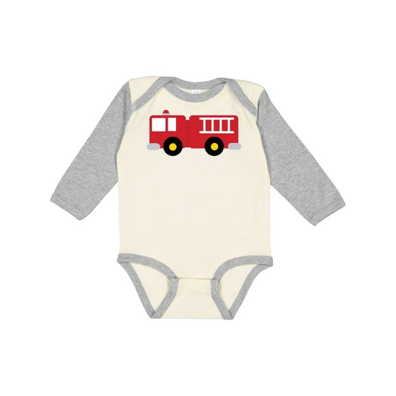 Inktastic Fire Truck Childs Fireman Boys or Girls Long Sleeve Baby Bodysuit