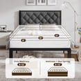 thumbnail image 2 of Bolvdo Bed Frame with Linen Upholstered Headboard, Twin, Metal Support, No Box Spring Needed, Noise Free, Under Bed Storage, Easy Assembly, Grey, 2 of 7