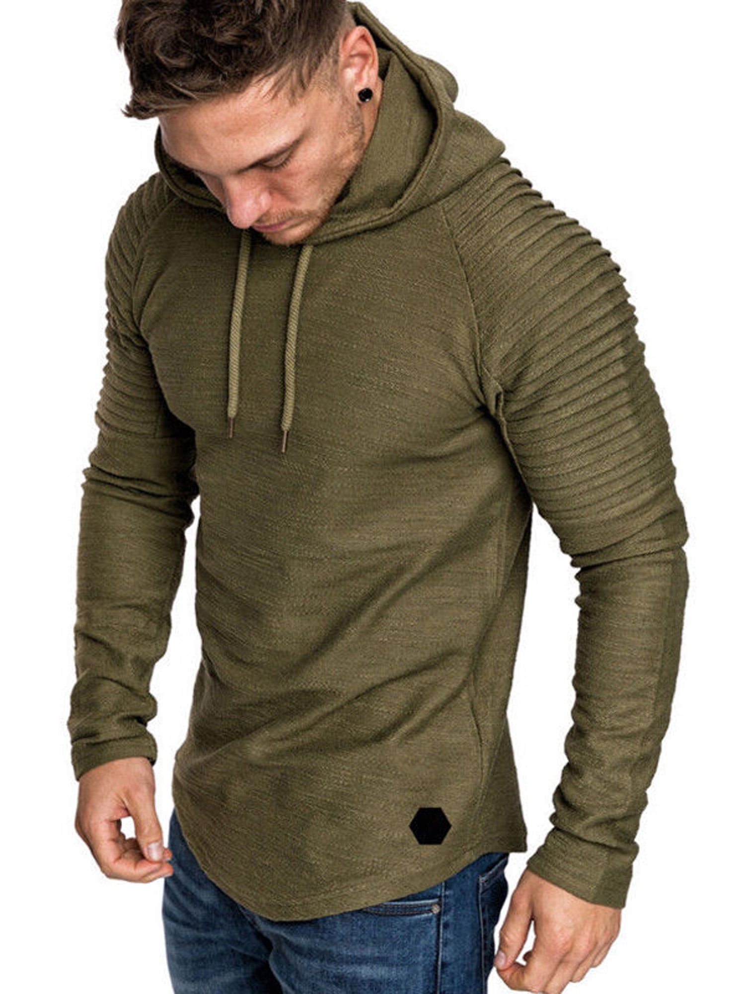 WUAI Mens Lightweight Jacket Hoodie Casual Sweatshirt Slim Fit Solid Color with Front Pocket Outwear Tops 