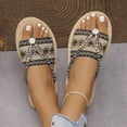 thumbnail image 2 of Rokment Women's Bohemian Ethnic Flat Dress Flip Flops Beach Vacation Summer Casual Waterproof Slip on Thongs Sandals Boho Dressy Slides Black Size 7.5, 2 of 5