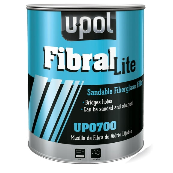 U Pol Products FIBRAL LITE UP0700 Lite Fiber Glass Filler, 3 Liter Tin, Yellow Fibrous Paste