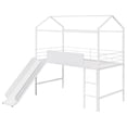 thumbnail image 6 of Tcbosik Twin Size Metal House Loft Bed with Slide and Roof, Multifunctional Loftbed Frame with Two-Sided Writable Wooden Board, White, 6 of 10