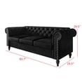 thumbnail image 6 of Home Design Kelso Velvet Rolled Arm Sofa with Deep Button Tufting, Nailhead Trim and Turned Legs, Black, 6 of 6