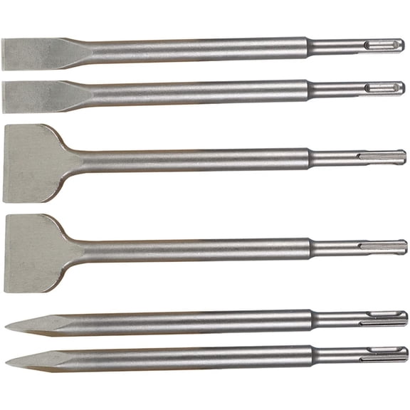waltyotur 6 Pcs SDS Chisel Set, Rotary Hammer Drill Chisel Bits Set, Masonry Concrete Chisel Drill Bits Including Point Chisel, 20MM Flat Chisel, 40MM Flat Chisel