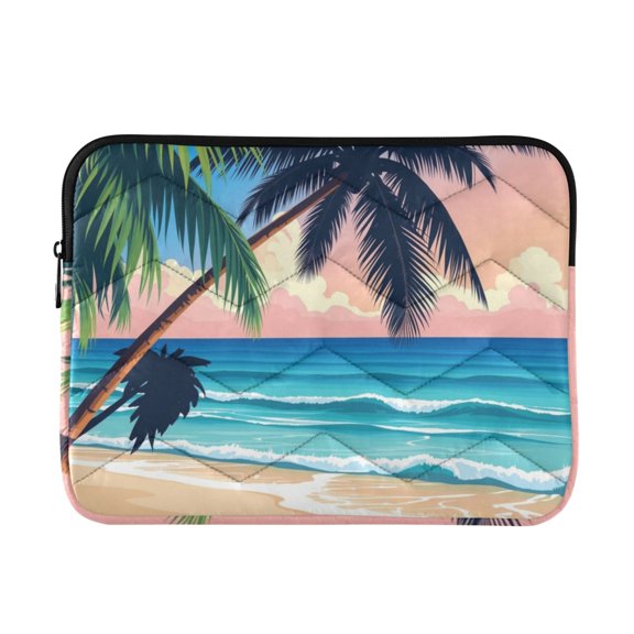 Tropical Shore Printed Laptop Sleeve 13-14 Inch Computer Bag & Laptop Case for Women Men with Zippe for Work Travel
