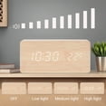 thumbnail image 4 of Unique Bargains Night Mode Wood Grain Design LED Alarm Clock White 5.6"L x 1.6"W x 3.0"H, 4 of 6