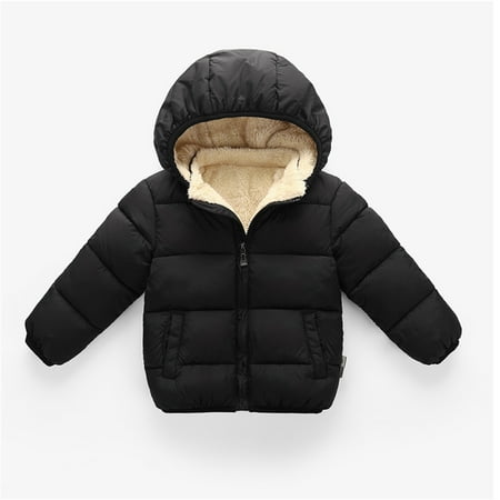 

ZMHEGW Toddler Jackets Child Baby Boys Girls Solid Winter Hooded Thick Warm Outerwear Clothes Outfits Kids Coats