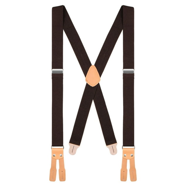 "Buyless Fashion Butten End Logger Work Suspenders for Men - 48"" Adjustable Straps 1 1/4"" - X Shape"
