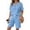 *Light Blue, variant on Women’s 2 Piece Linen Blend Set ,Henley Half Button Short Sleeve Top and Drawstring Pocket Shorts ,Casual Loose Outfit Pink,Women's Plus XXL