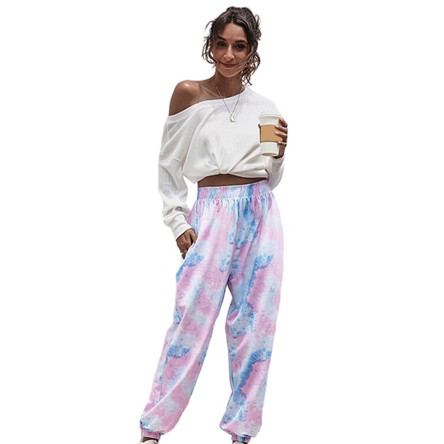 Mujer Pantalones holgados Pantalones deportivos casuales Joggers Pantalones Tinte fino Tie dye rosa S Zulema Pantalones holgados de mujer