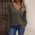 thumbnail image 2 of ManxiVoo Modern V Neck Button Down Shirt Long Sleeve Loose Fit Casual Top for Women Soft Everyday Comfortable Tunic Style Blouse S Size Light Green, 2 of 7