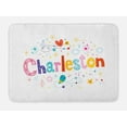thumbnail image 1 of Charleston Bath Mat, Ornamental Colorful Letters with Cartoon Elements Stars Diamond and Flowers, Plush Bathroom Decor Mat with Non Slip Backing, 29.5" X 17.5", Multicolor, by Ambesonne, 1 of 2