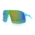 thumbnail image 4 of Boys Kids Size Color Mirror Large Shield Sport MTB Plastic Sunglasses Blue - Orange Mirror, 4 of 8