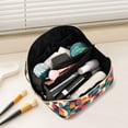 thumbnail image 2 of FORMRS Makeup Bag Travel Cosmetic Organizer for Women Fold Flat Zipper Pouch with Handle, Retro Geometric, 2 of 8