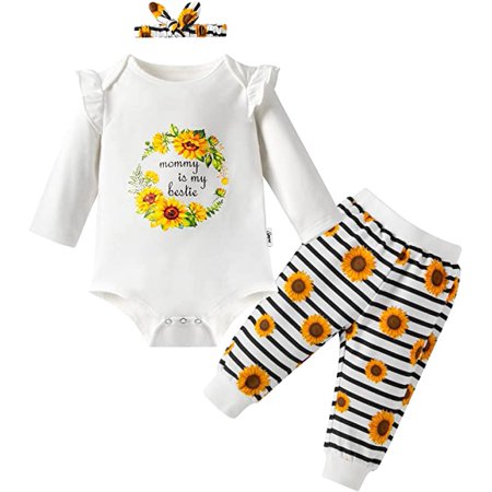 

SYNPOS Infant Newborn Baby Girl Summer Tops Floral Ruffle Romper Outfits