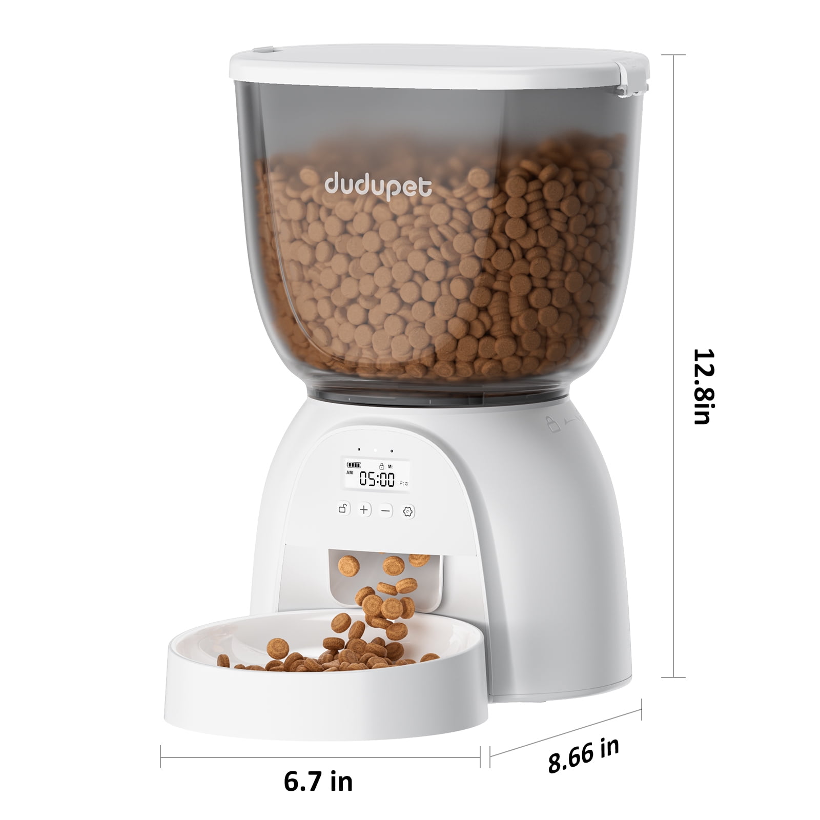 5L/21 Cup Automatic Cat Feeder, Timed Cat Dry Food Dispenser, Automatic Pet Feeders Dual Power Supply, 6 Meal Programmable 1-20 Portion Cat Feeder, Auto Dog Feeders,Pet Food Dispenser for Cats, Puppy