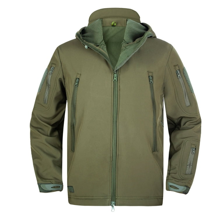 Funicet Men's Winter with Pile Warm Jacket Mountaineering Wear Outdoor  Sportswear Windbreaker Army Green L