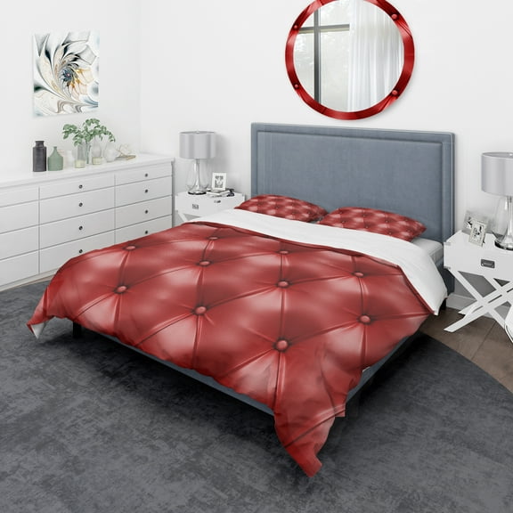 Designart 'Luxury Classic Red Leather' Modern & Contemporary Duvet Cover Set